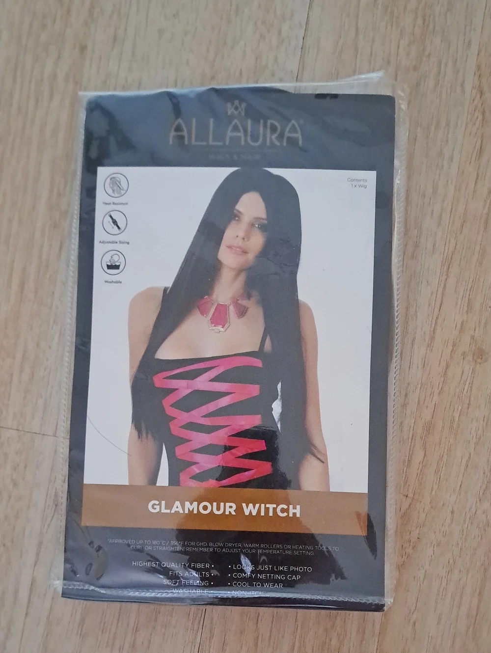 GLAMOUR WITCH Black Straight Long Synthetic Wig with Center Part